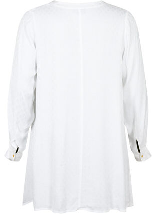 Viskose tunika med ton-i-ton mønster, Bright White, Packshot image number 1