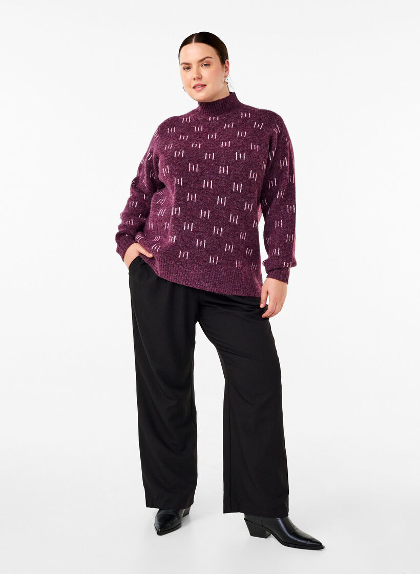 Strikket bluse med mønster og høy hals, Potent P. Mel. Comb, Model image number 2
