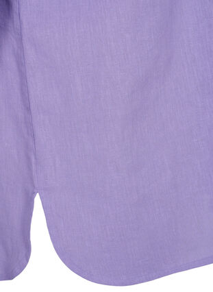 Skjortebluse med knappelukking i bomull-lin-blanding, Lavender, Packshot image number 3