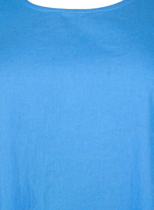 Kortermet bluse i bomullsblanding med lin, Ultramarine, Packshot image number 2