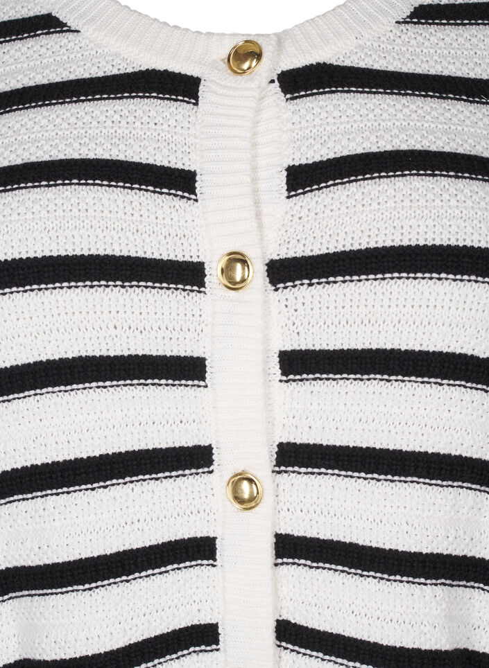 Stripet strikket cardigan med gullknapper, Cloud D. w. Black, Packshot