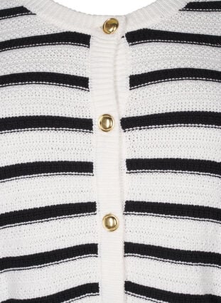 Zizzi Stripet strikket cardigan med gullknapper, Cloud D. w. Black, Packshot image number 2