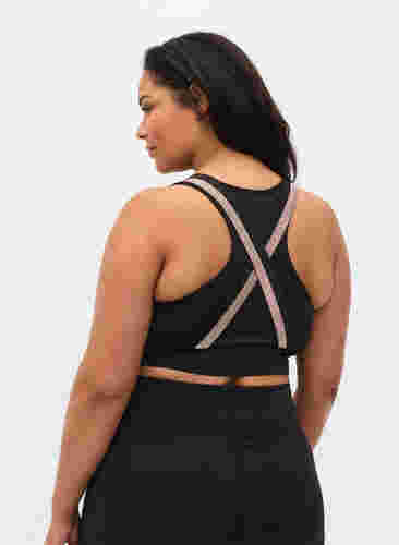 Sports-BH med glitter og krysset rygg, Black, Model image number 1