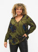 Bluse i viskose med lange ermer og blomstertrykk	, Green Big Flower, Model image number 0