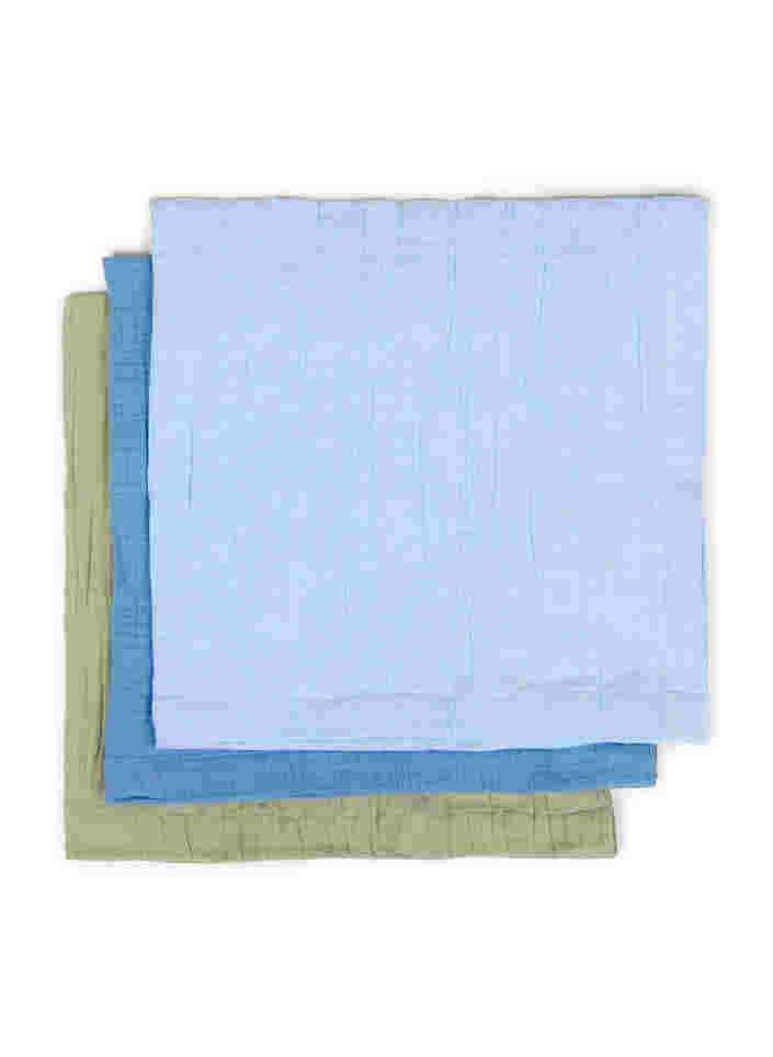 3-stk tøybleier i bomull, Blue/Green, Packshot image number 0