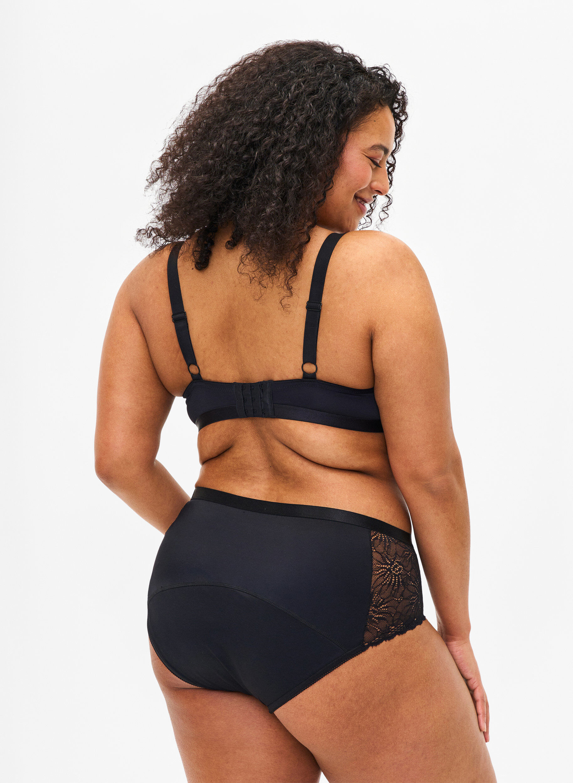 Zizzi Menstruser med blonder og normalh&oslash;y midje, Black, Model image number 1