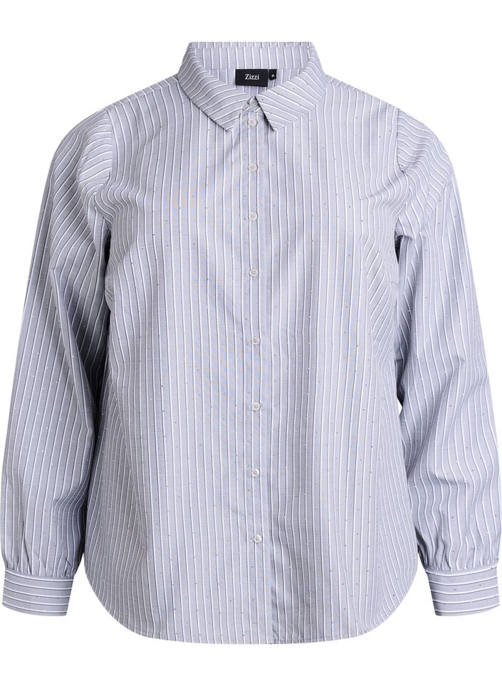 Stripete skjorte med nagler, Svart, Packshot image number 0