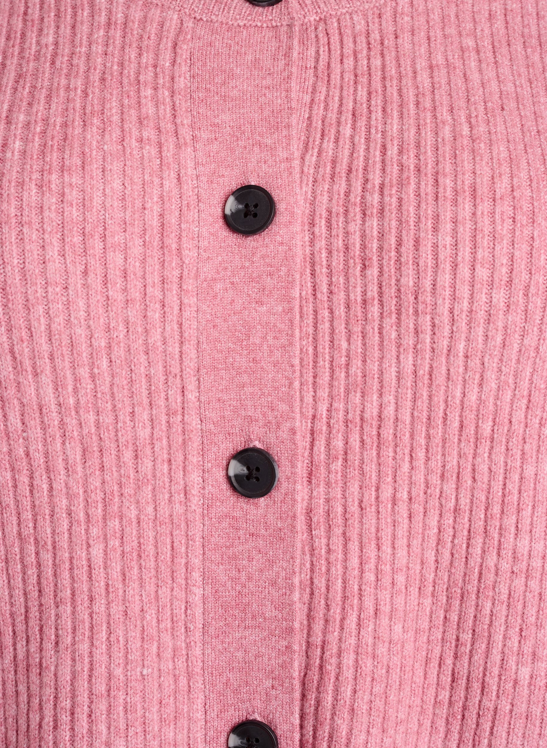 ZizziRibbestrikket cardigan med knapper, Rosa, Packshot image number 2