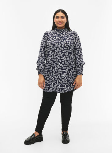 Tunika med vaffelsøm, Navy Leaf, Model image number 2