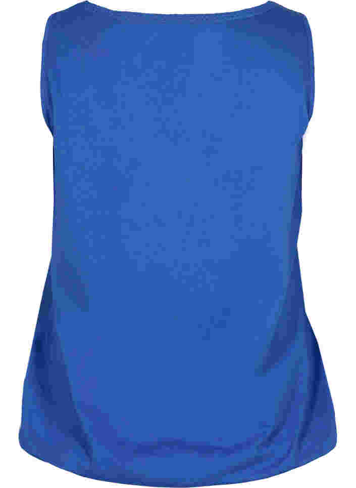 Bomullstopp med rund hals og blondekant, Dazzling Blue, Packshot image number 1