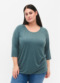Stripet bluse med 3/4 ermer, Scarab Mel., Model