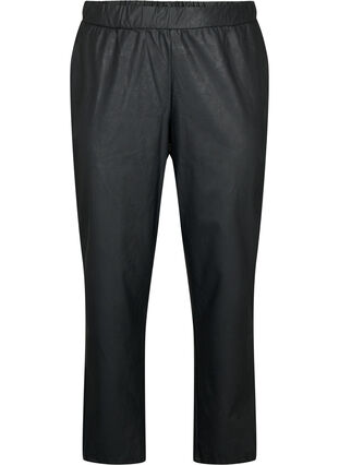 Bukser i imitert skinn med lommer, Black, Packshot image number 0
