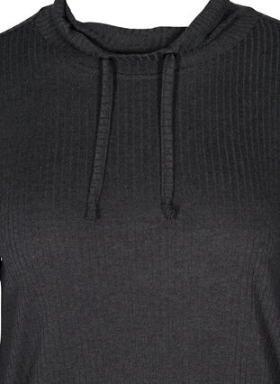Langermet genser med høy hals og snøre, Dark Grey Melange, Packshot image number 2