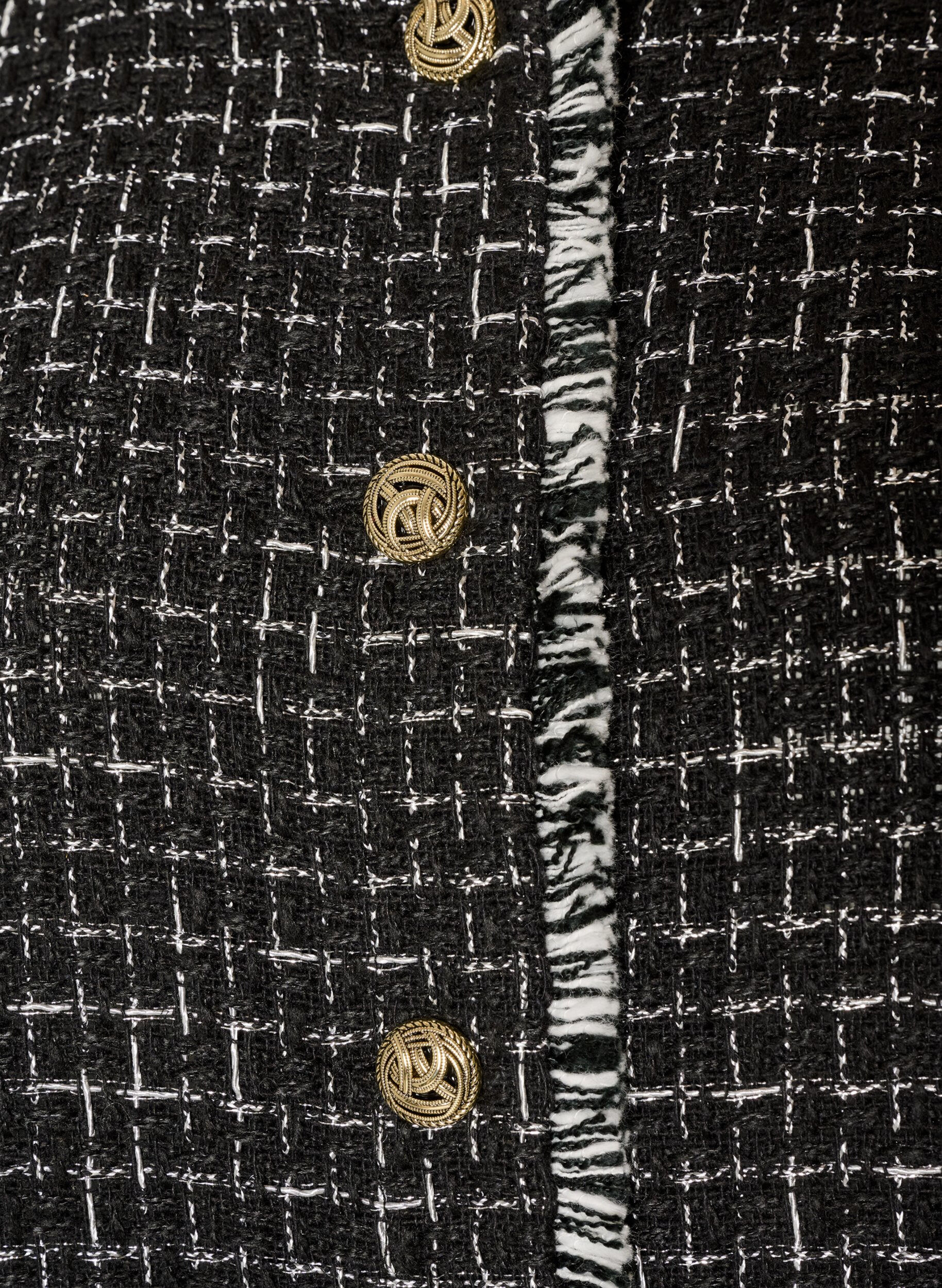 ZizziRutete vest med dekorative knapper, Svart, Packshot image number 2