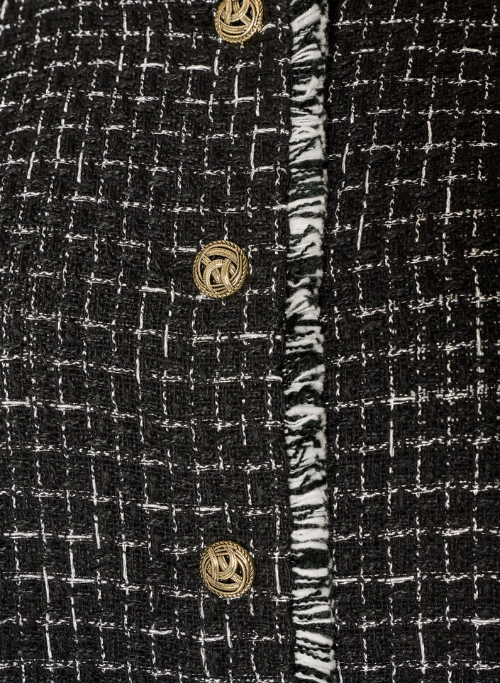 Rutete vest med dekorative knapper, Svart, Packshot image number 2