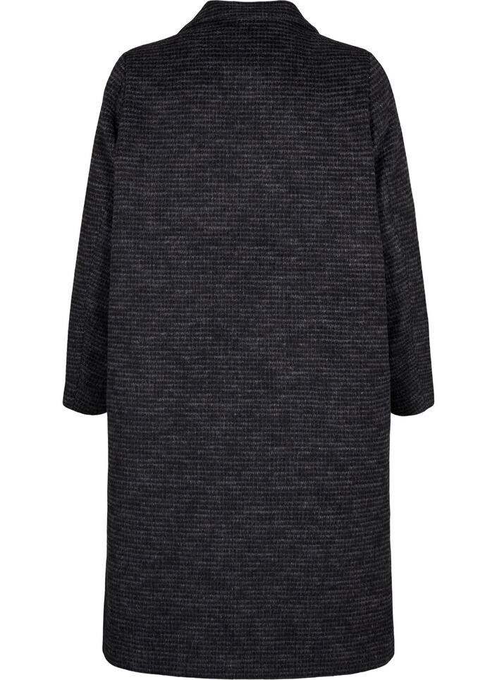 Ullkåpe med rutemønster og børstet tekstur, Black Comb, Packshot image number 1