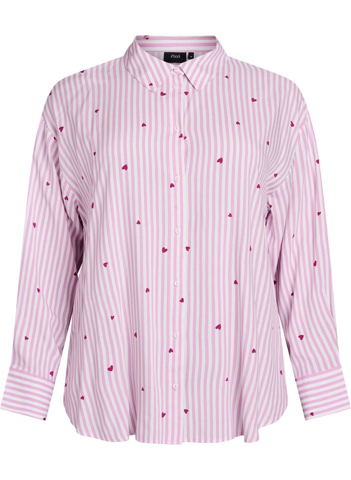 Nattkjole med striper og hjerter, Rosa, Packshot image number 0