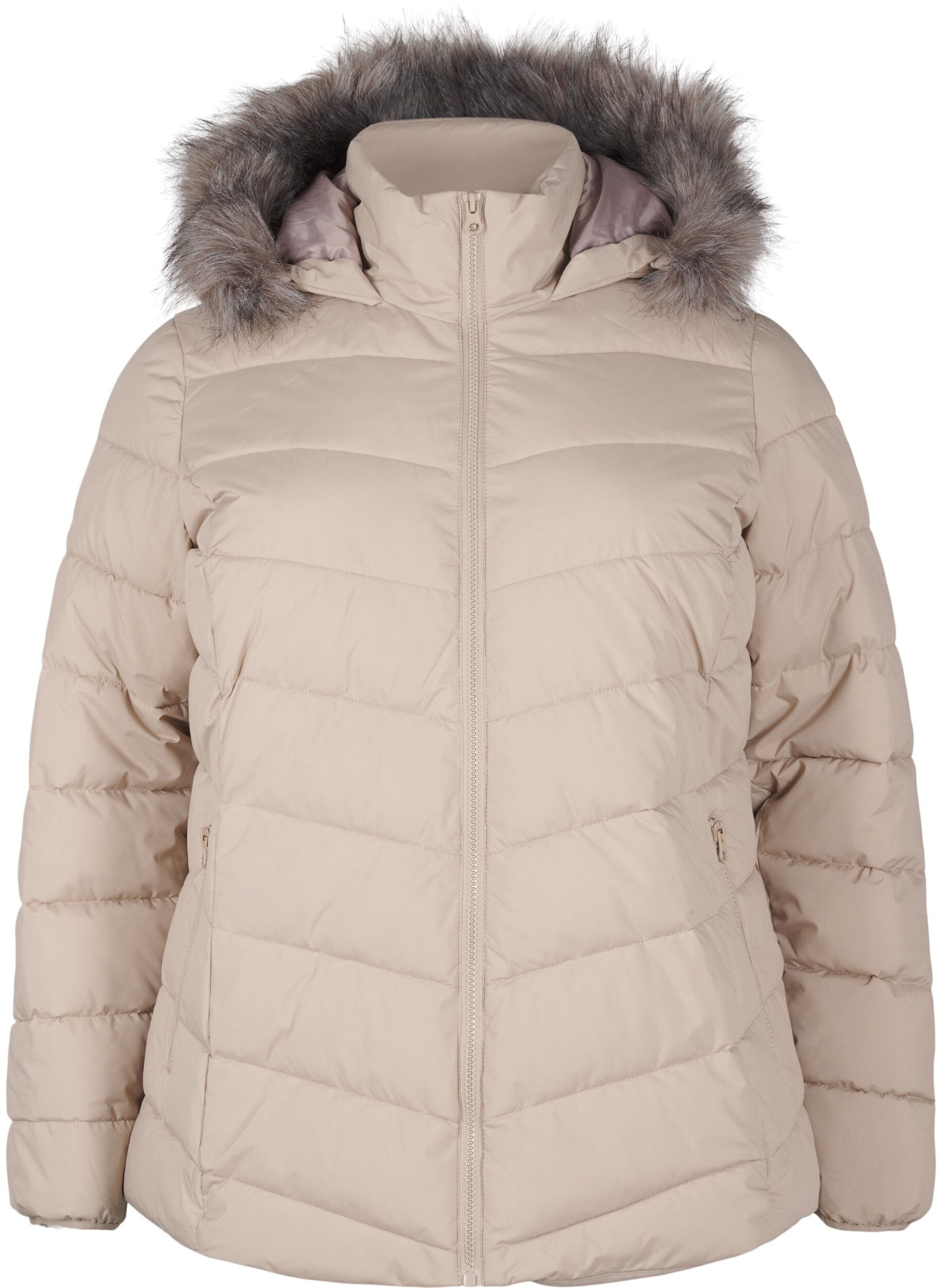 ZizziKort boblejakke med hette, Beige, Packshot image number 0