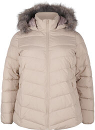 Kort boblejakke med hette, Beige