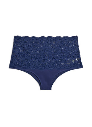 Zizzi Høy midje hipster-truser med blonder, Medieval Blue, Packshot image number 0