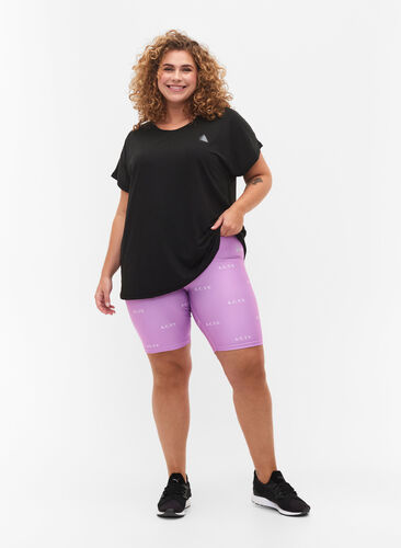 Treningsshorts med mønster, A.Violet w. Text, Model image number 2