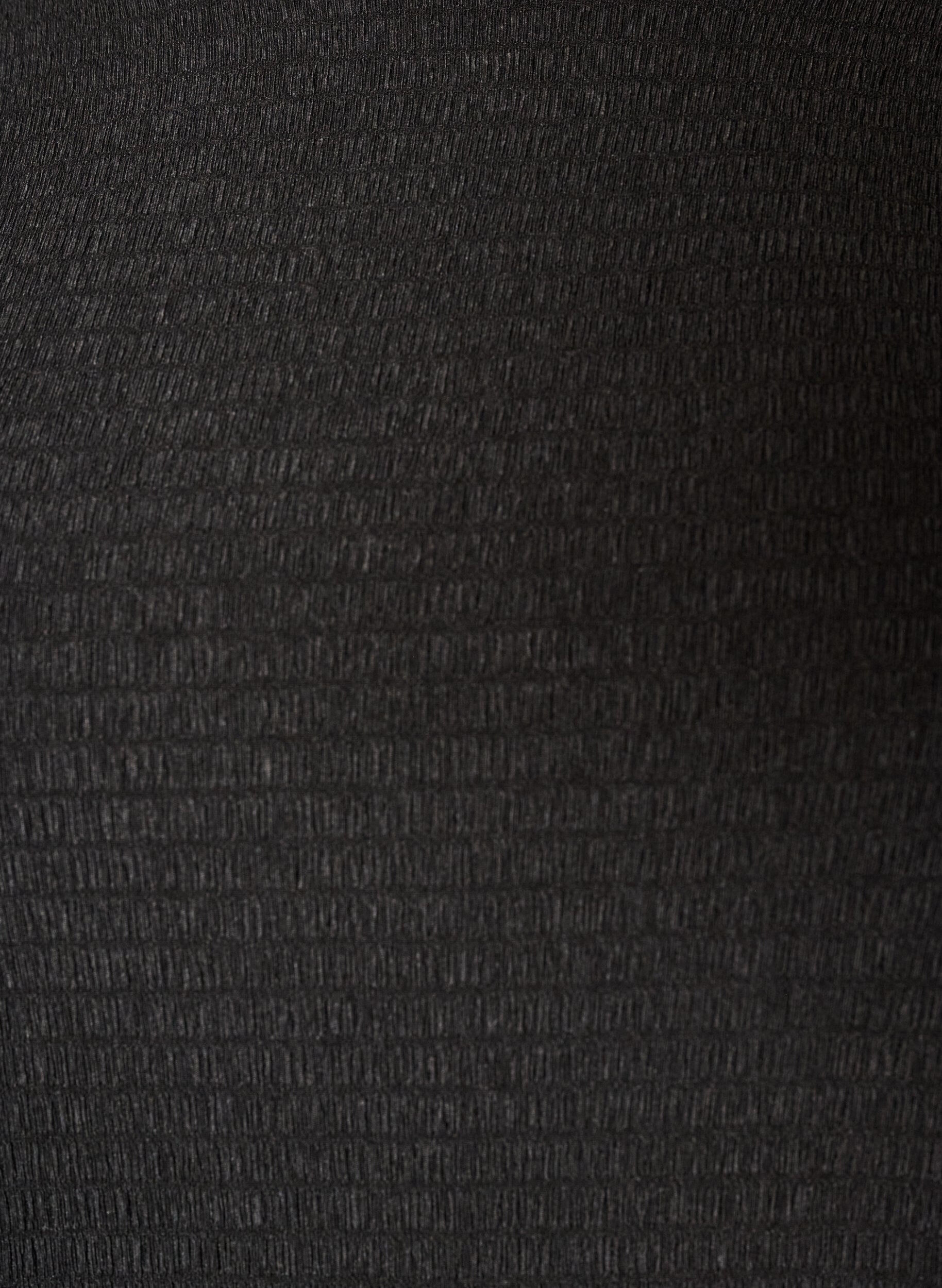 ZizziStrukturert bluse med b&oslash;lgede kanter, Svart, Packshot image number 2