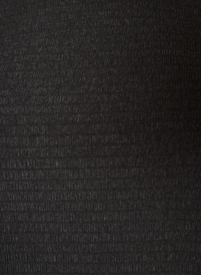 Strukturert bluse med b&oslash;lgede kanter, Svart, Packshot image number 2