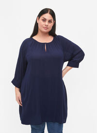 Tunika i viskose med 3/4-ermer, Navy Blazer, Model