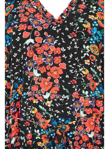 Blomstrete kjole viskosemateriale, Black Flower, Packshot image number 2