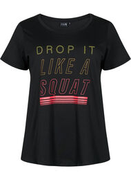 T-skjorte til trening med trykk, Black w. Drop It