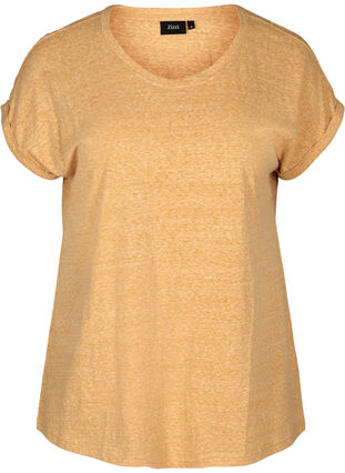 Melert T-skjorte i bomull , Mineral Yellow Mélange, Packshot image number 0