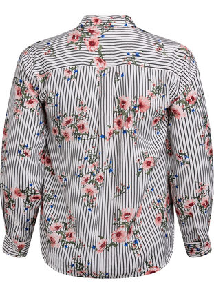 Zizzi Skjorte med blomstertrykk og smale striper, Black Striped AOP, Packshot image number 1
