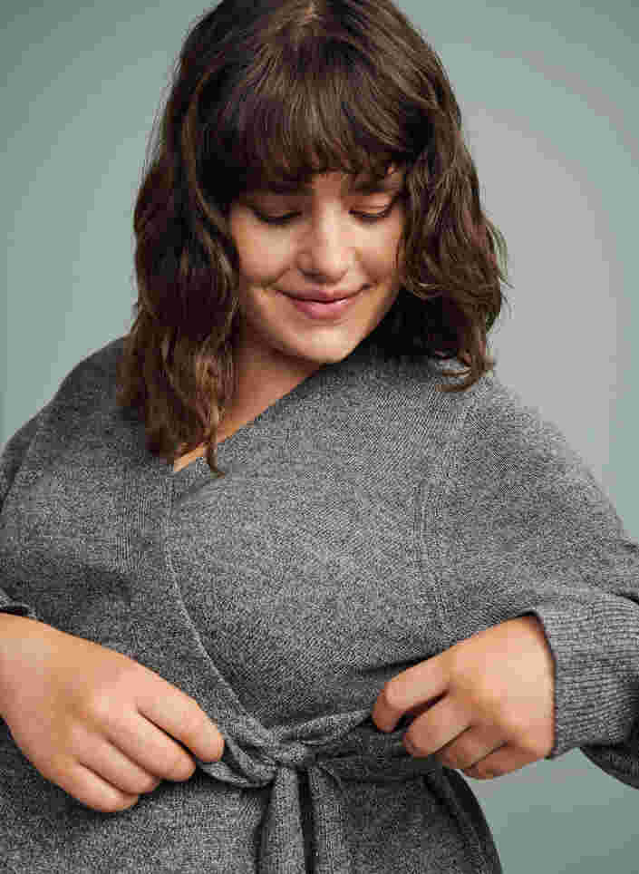 Melert strikkegenser med omslagseffekt til gravide, Medium Grey Melange, Image image number 0
