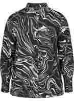 Langermet viskoseskjorte med mønster, Black Swirl AOP, Packshot