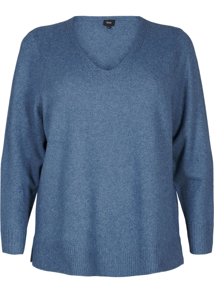 Strikkegenser med V-hals, Bering S. White Mel., Packshot image number 0