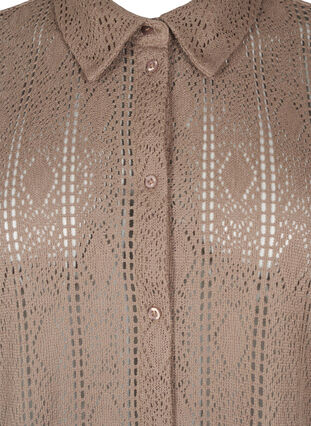 Zizzi Kortermet skjorte med håndverksmønster, Brun, Packshot image number 2