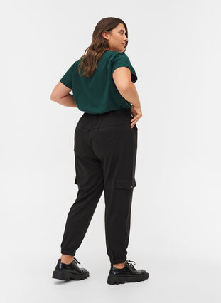 Løse bukser med strikk og lommer, Black, Model image number 1