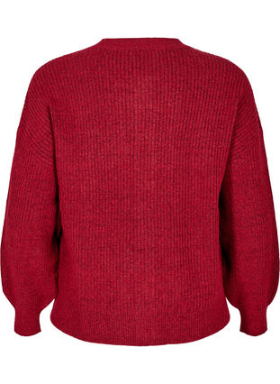 Zizzi Ribbestrikket cardigan med knapper, Rød, Packshot image number 1