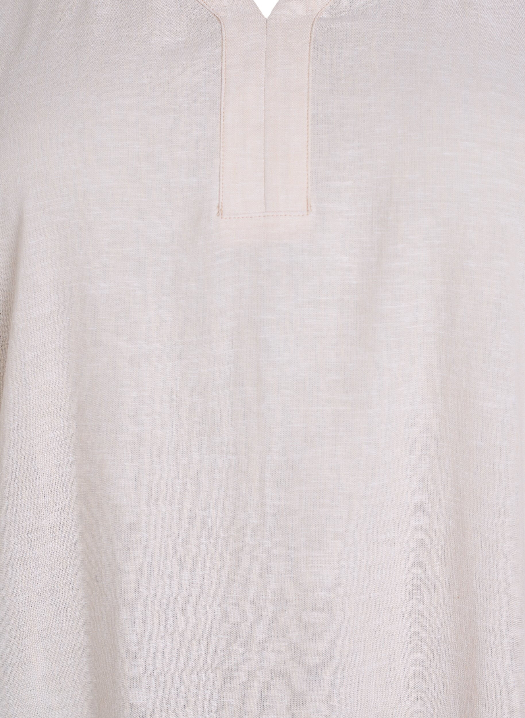 Zizzi Midikjole i lin og viskose med korte ermer, Beige, Packshot image number 2