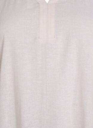 Zizzi Midikjole i lin og viskose med korte ermer, Beige, Packshot image number 2