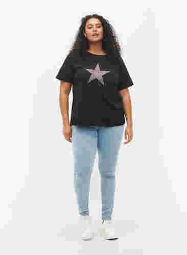 T-skjorter med nagler i økologisk bomull, Black Star , Model image number 2