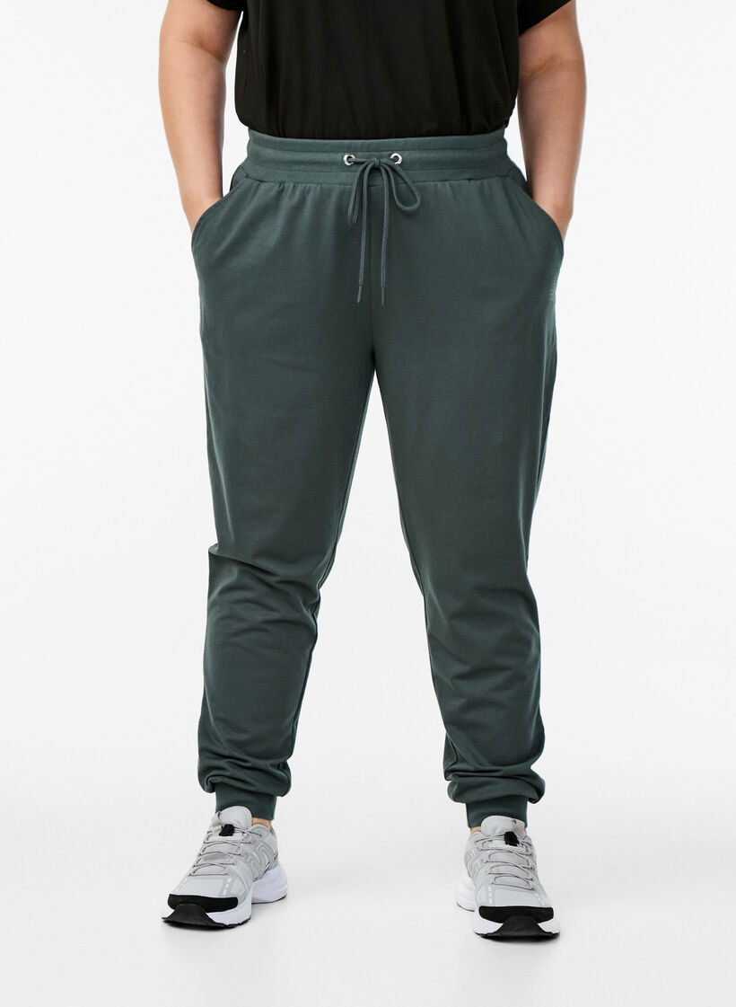 L&oslash;se joggebukser med lommer, Gr&oslash;nn, Model image number 2