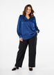 Langermet bluse med volanger og V-hals, Estate Blue, Model image number 2