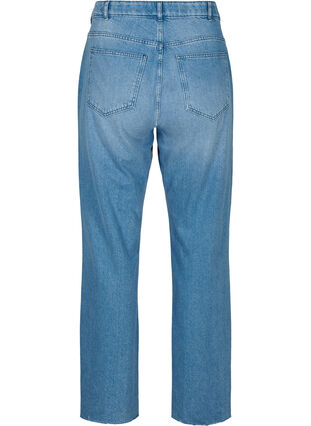 Jeans med rå kanter og rett passform, Medium Blue, Packshot image number 1