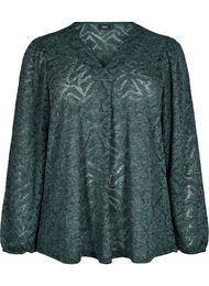 Langermet bluse med glitter og mønster, Scarab Melange