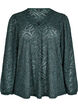 Langermet bluse med glitter og mønster, Grønn, Packshot image number 0