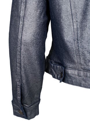 Zizzi Kort denimjakke med sølvbelegg, Gun Silver, Packshot image number 3