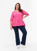 FLASH - Bluse i bomull med halvlange ermer, Raspberry Rose, Model image number 2