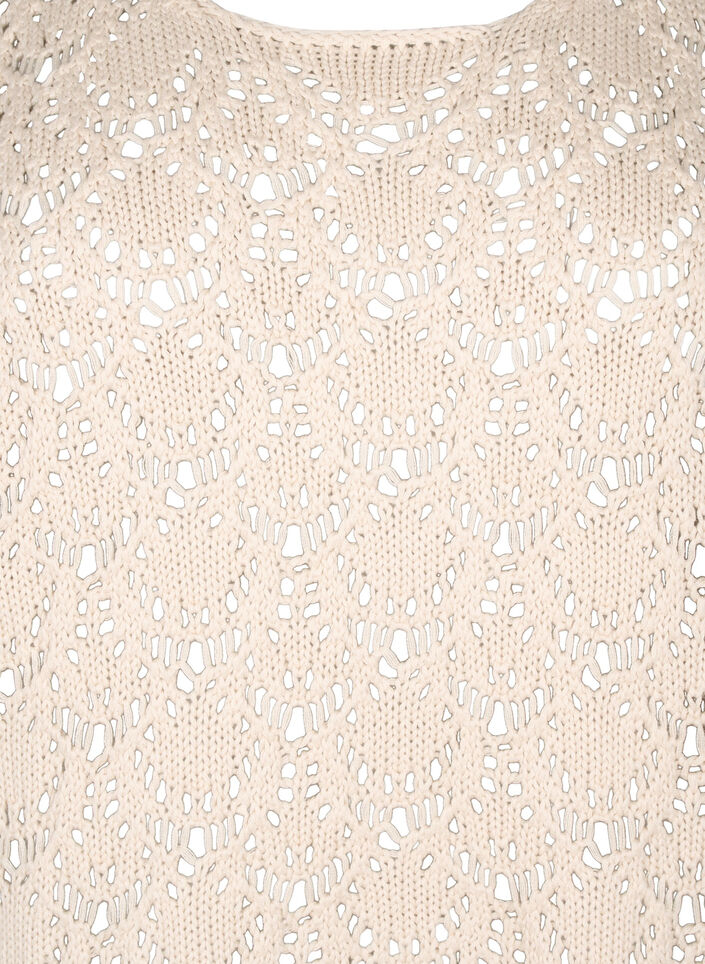 Strikket bluse med korte flaggermusermer, Beige, Packshot image number 2