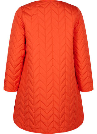 Quiltet jakke med knapper, Tangerine Tango, Packshot image number 1